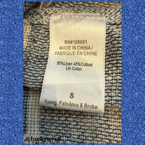 Young Fabulous & Broke Palmas Romper in Denim Blue & White Striped Sz S - Picture 5 of 5